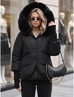 Dámska zimná bunda s kožušinou a kapucňou, čierna, FashionStreet TY5887 Dámska zimná bunda s kožušinou a kapucňou, čierna, FashionStreet TY5887