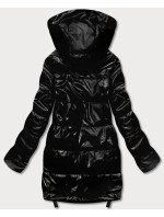 Čierna dámska bunda s odopínacou kapucňou (B8086-1)