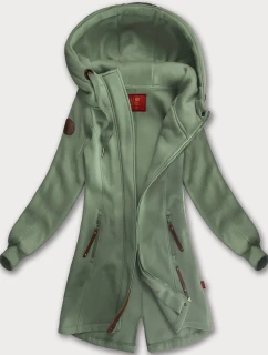 Šedo-zelená dlhá dámska mikina s kapucňou (AMG-675/2)