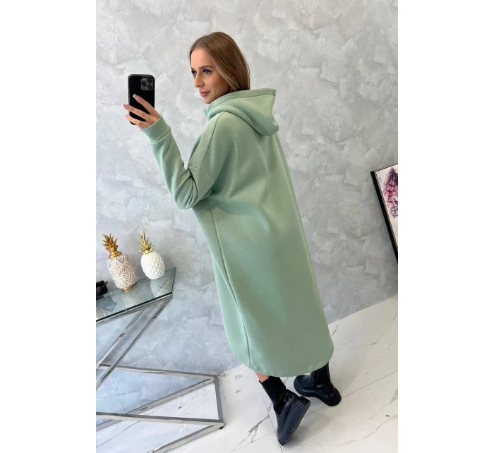 Zateplené šaty s kapucí tmavě mátové Zateplené šaty s kapucí tmavě mátové