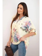 Dámska bavlnená blúzka s kvetinovým vzorom žltá