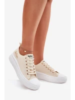 Trampki Damskie Na Platformie Lee Cooper LCW-24-44-2464L Beżowe