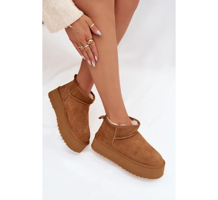 Dámské sněhule z přírodního semiše Camel Mairene