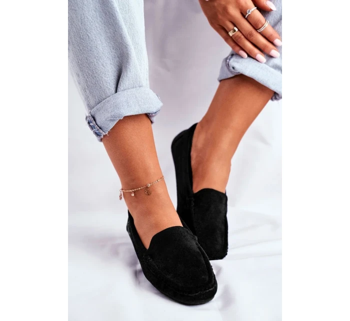 Dámske semišové mokasíny Black Morreno