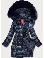 Dámska zimná bunda v tmavomodrej farbe (2M-028)
