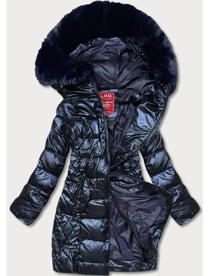 Dámska zimná bunda v tmavomodrej farbe (2M-028)