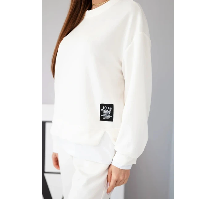 Dámský komplet s model 21808641 volnou mikinou a tepláky ecru - K-Fashion Dámský komplet s model 21808641 volnou mikinou a tepláky ecru - K-Fashion