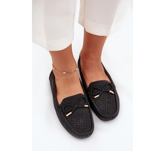 Mokasyny Damskie Z Ażurowym Wzorem I Wiązaniem Czarne Mirisa Mokasyny Damskie Z Ażurowym Wzorem I Wiązaniem Czarne Mirisa