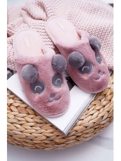 Dámské pantofle s Kožešinou Panda Tmavě Růžové model 21523081 - Boto