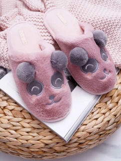 Dámské pantofle s Kožešinou Panda Tmavě Růžové model 21523081 - Boto