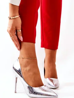 Podpatky s hadím vzorem stříbrne Tissoria