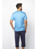 Pánske pyžamo Abril, krátky rukáv, 3/4 nohavice - modrá/navy blue