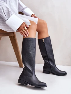 Lewski Dámske kožené čižmy na zips 3616 Black