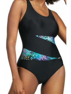 Dámské jednodílné plavky S36W19G Fashion sport  černá-modrá- Self
