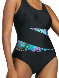 Dámske jednodielne plavky S36W19G Fashion šport čierna-modrá- Self