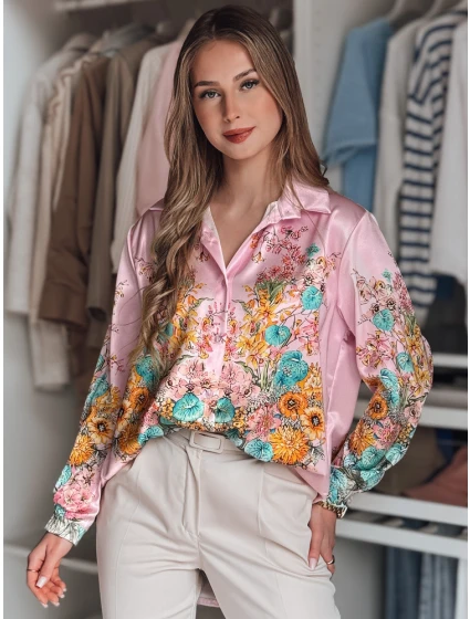 Dámské květované tričko oversize růžové Dstreet model 21986544 - FashionStreet