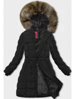 Černá dámská zimní bunda s kožešinovou podšívkou model 21246495 - LHD