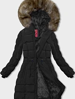 Dámska zimná bunda s kožušinovou podšívkou čierna (LHD-23063)