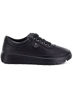 Pohodlné černé dámské kožené polobotky model 22282620 - VINCEZA Pohodlné černé dámské kožené polobotky model 22282620 - VINCEZA