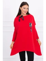 Oversize mikina s asymetrickými boky červená Oversize mikina s asymetrickými boky červená