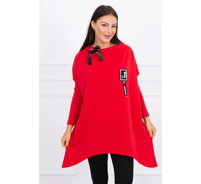 Oversize mikina s asymetrickými boky červená Oversize mikina s asymetrickými boky červená