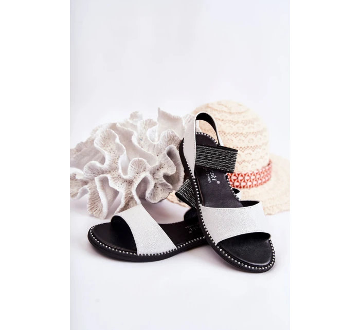 Klasyczne Skórzane Sandały Z Ćwiekami Srebrne Shelly Klasyczne Skórzane Sandały Z Ćwiekami Srebrne Shelly