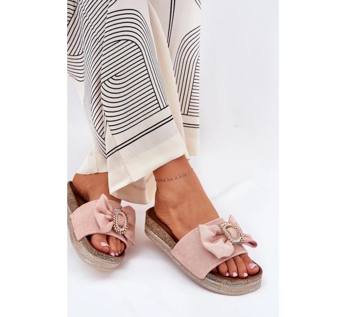 Dámské Pantofle Na Platformě S Mašlí A Růžové model 21689894 - Boto Dámské Pantofle Na Platformě S Mašlí A Růžové model 21689894 - Boto