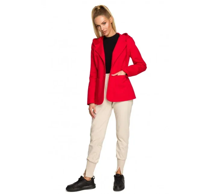 model 17626046 Bunda s kapucí a jedním knoflíkem černá - Moe