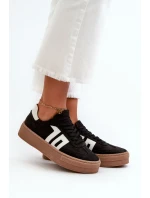 Dámske kožené tenisky na platforme Zazoo black Dámske kožené tenisky na platforme Zazoo black