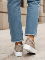 Dámske šnurovacie tenisky na hrubej podrážke béžovej farby FashionStreet ZY1379