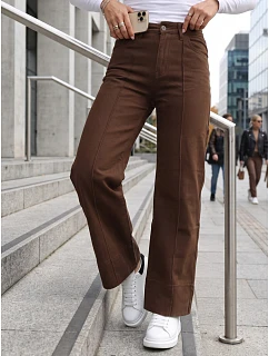 Jeansy damskie wide leg z wysokim stanem brązowe model 22303646 - FashionStreet