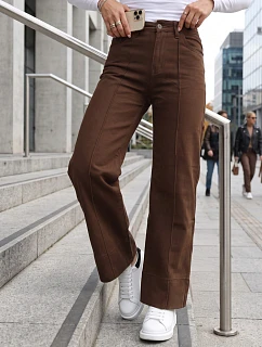 Dámske džínsy so širokými nohavicami a vysokým pásom, hnedé, FashionStreet UY3091