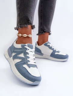 Jeansowe Sneakersy Damskie Z Eko Skóry Niebieskie Kaimans