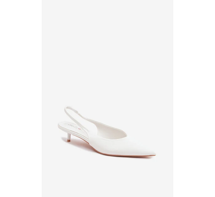 Lakované dámské sandály z umělé kůže na podpatku Bílé Averelle