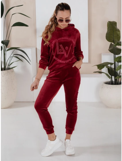 dámský velurový komplet bordó Dstreet model 21970209 - FashionStreet dámský velurový komplet bordó Dstreet model 21970209 - FashionStreet