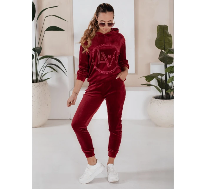 dámský velurový komplet bordó Dstreet model 21970209 - FashionStreet dámský velurový komplet bordó Dstreet model 21970209 - FashionStreet