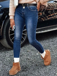 Dámske džínsové nohavice JEANLIFE s opaskom v modrej farbe FashionStreet UY2195