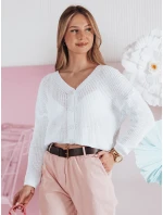 Dámský oversize žebrovaný svetr bílý Dstreet model 21986103 - FashionStreet