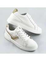 Bielo-zlaté šnurovacie dámske sneakersy (RC-03)