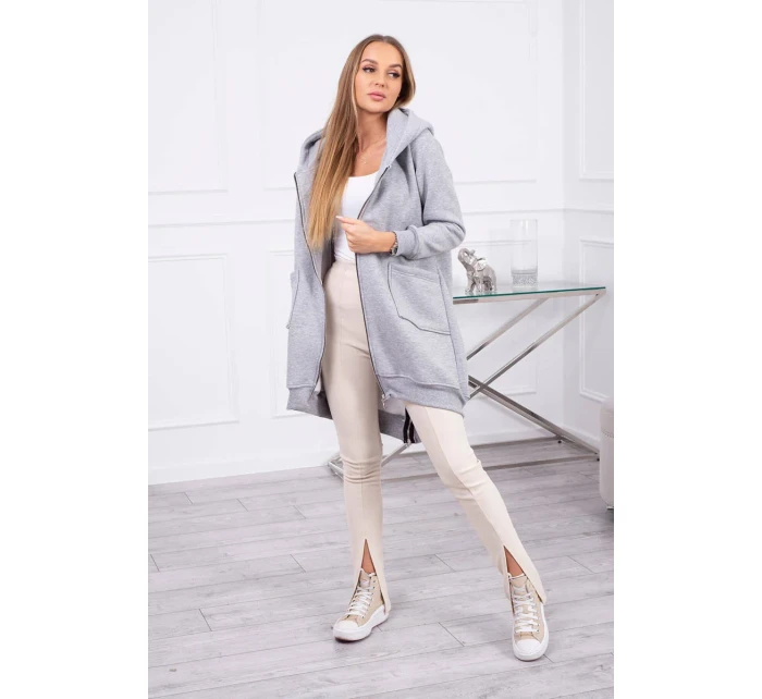 Zateplená mikina so zipsom na chrbte sivá Zateplená mikina so zipsom na chrbte sivá