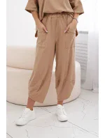 Bavlněný komplet halenka + kalhoty Velbloud Bavlněný komplet halenka + kalhoty Velbloud