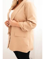Dámská elegantní plus size sako camelová