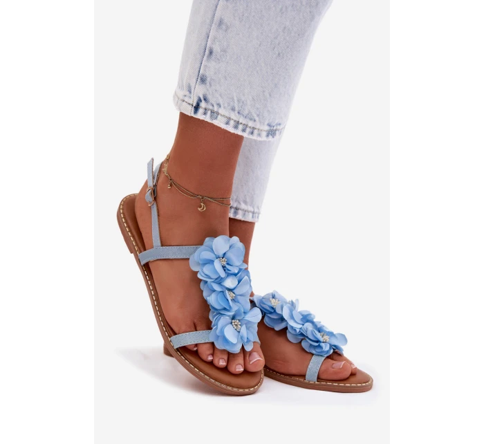 Dámské Sandály Ploché Modré Květiny model 21961065 - Boto Dámské Sandály Ploché Modré Květiny model 21961065 - Boto