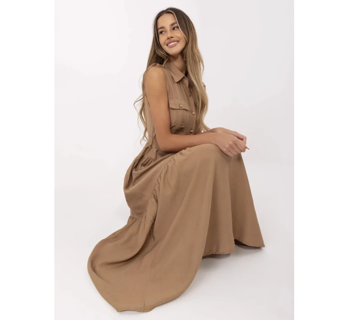 Sukienka MI SK model 21151252 camelowy - FPrice Sukienka MI SK model 21151252 camelowy - FPrice