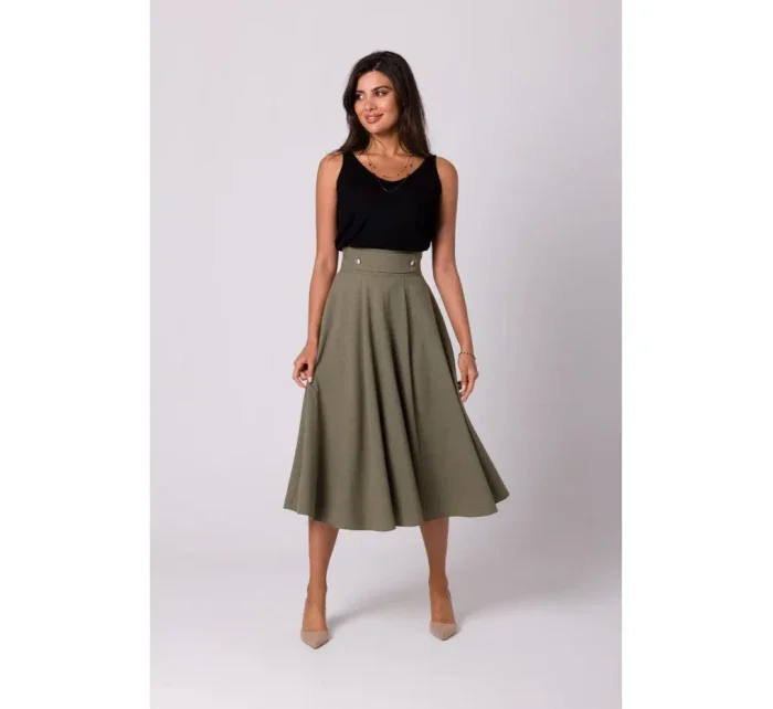 model 18407333 Sukně s vysokým pasem olivová - BeWear