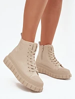 Dámske zateplené členkové tenisky SS274535 Light Beige - Big Star