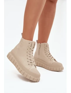 Dámske zateplené členkové tenisky SS274535 Light Beige - Big Star