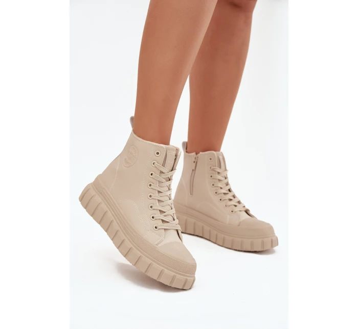 Dámské zateplené kotníkové tenisky na platformě model 21789257 Světle béžová - Big Star