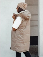 Dámská dlouhá prošívaná vesta s kapucí béžová Dstreet model 21980596 - FashionStreet