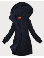 Tmavomodrá dlhá dámska mikina so stojačikom a kapucňou LHD (AMG-178) Tmavomodrá dlhá dámska mikina so stojačikom a kapucňou LHD (AMG-178)